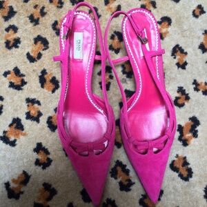 Prada Pink Suede Kitten Heel